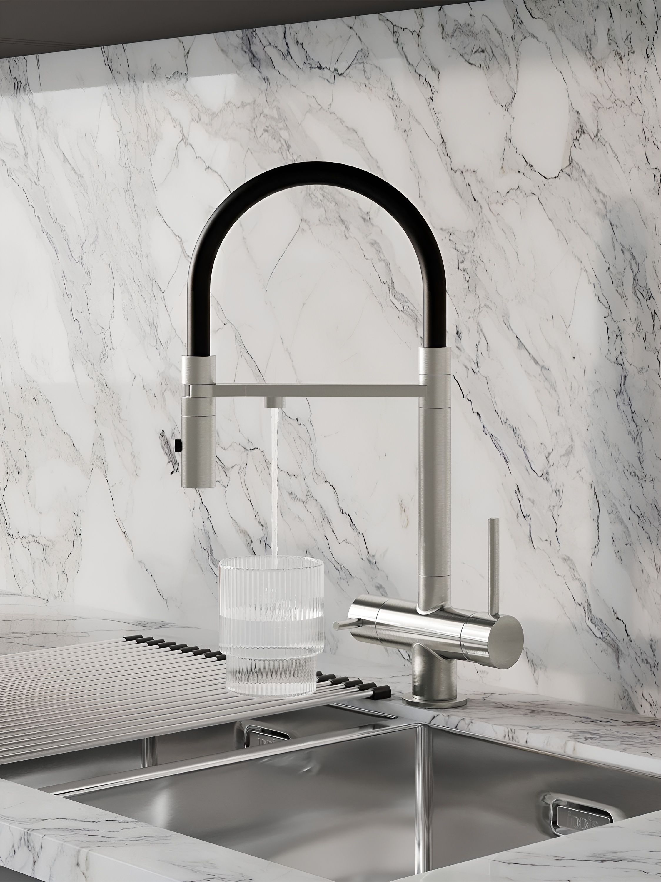 Фото товара на маркетплейсе ozon Смеситель для кухни с фильтром и гибким изливом IDDIS, латунь, сатин, Ace, ACEBNFFi05