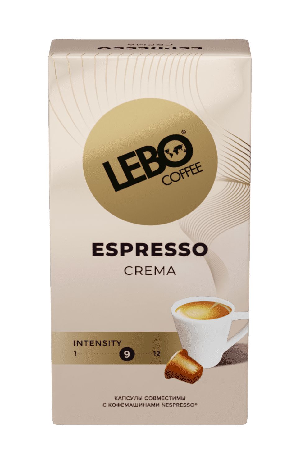 КофеLEBOESPRESSOCREMAнатуральный,жареный,молотыйвкапсулах10шт*5,5г