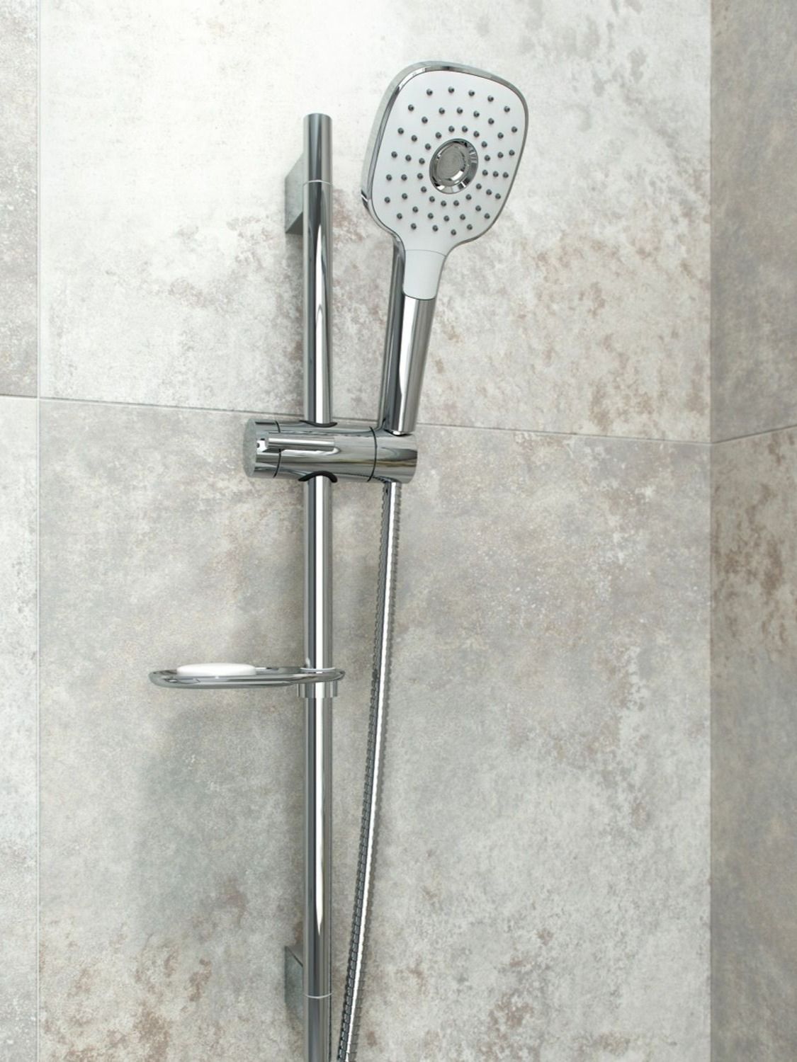 Фото товара на маркетплейсе ozon Душевой комплект IDDIS (стойка, лейка 3 режима, шланг, мыльница), хром, Sena, SEN3F70i16