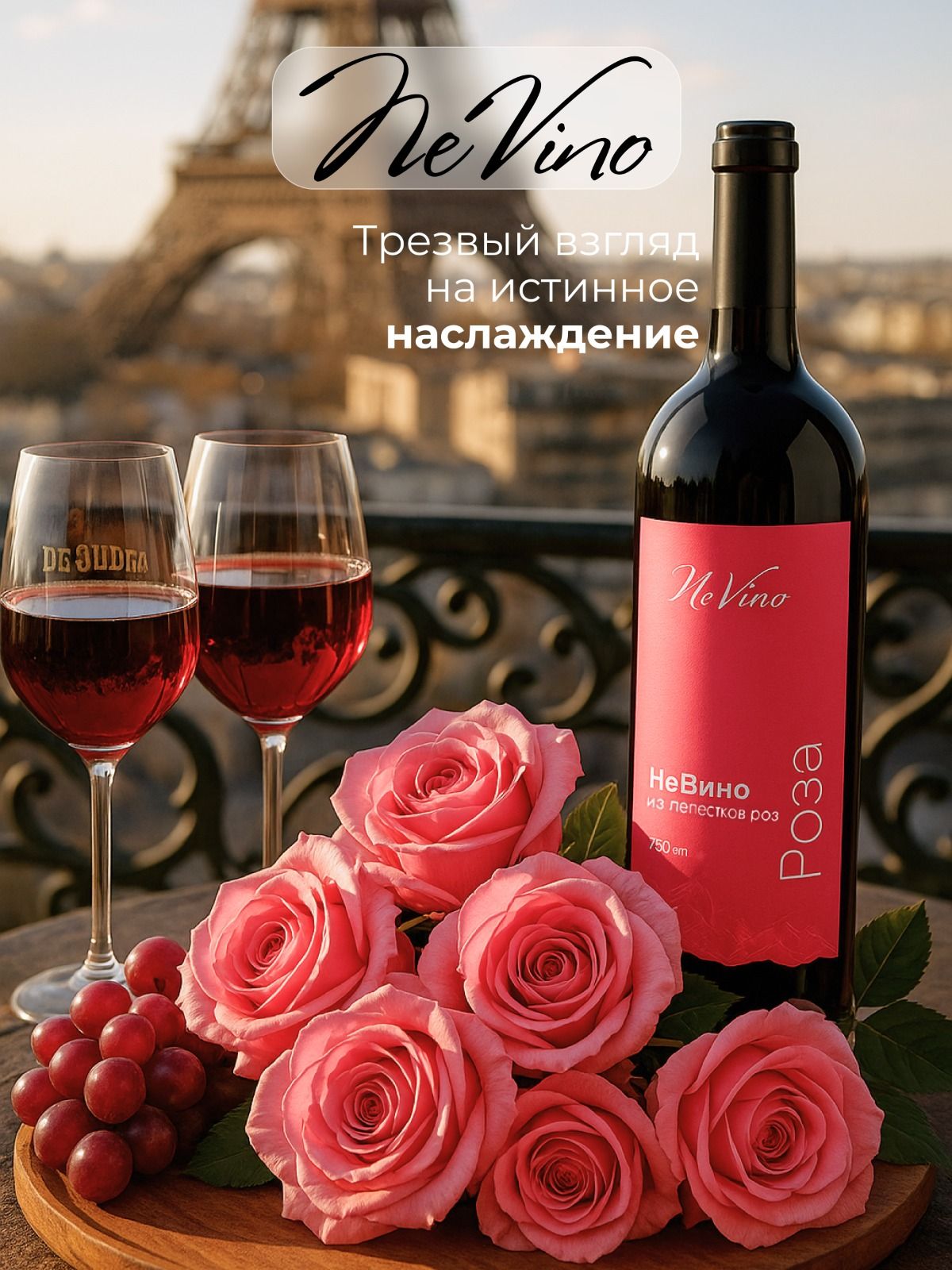 Безалкогольное вино из лепестков роз изысканный вкус NeVino