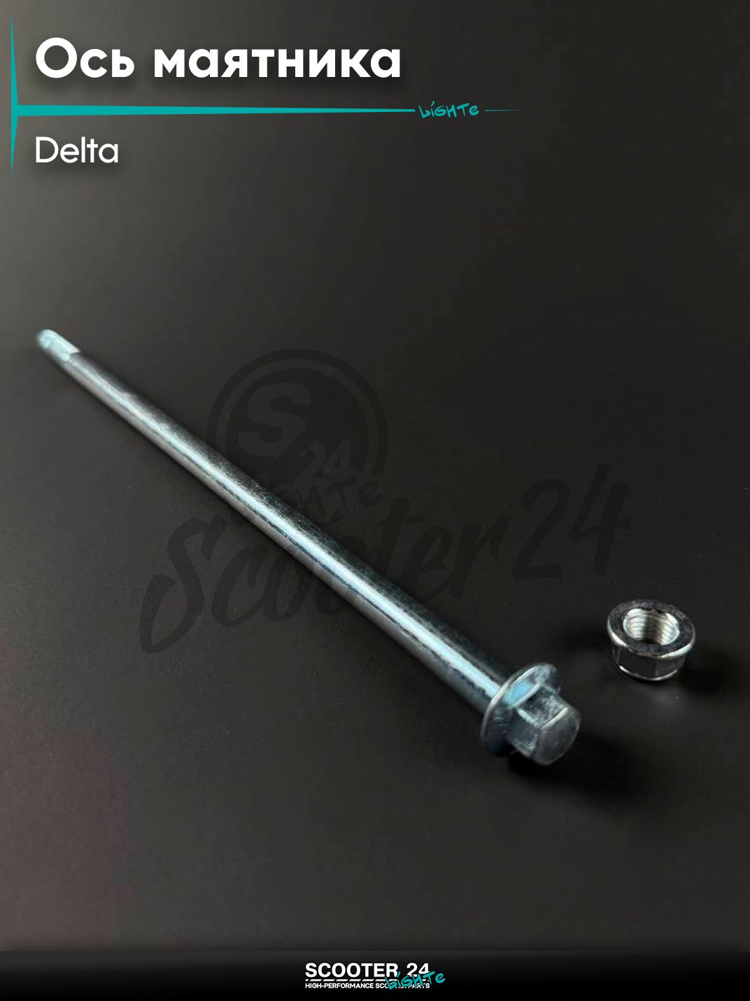 Ось маятника с гайкой на мопед и мотоцикл DELTA / Дельта L 255 мм, M10