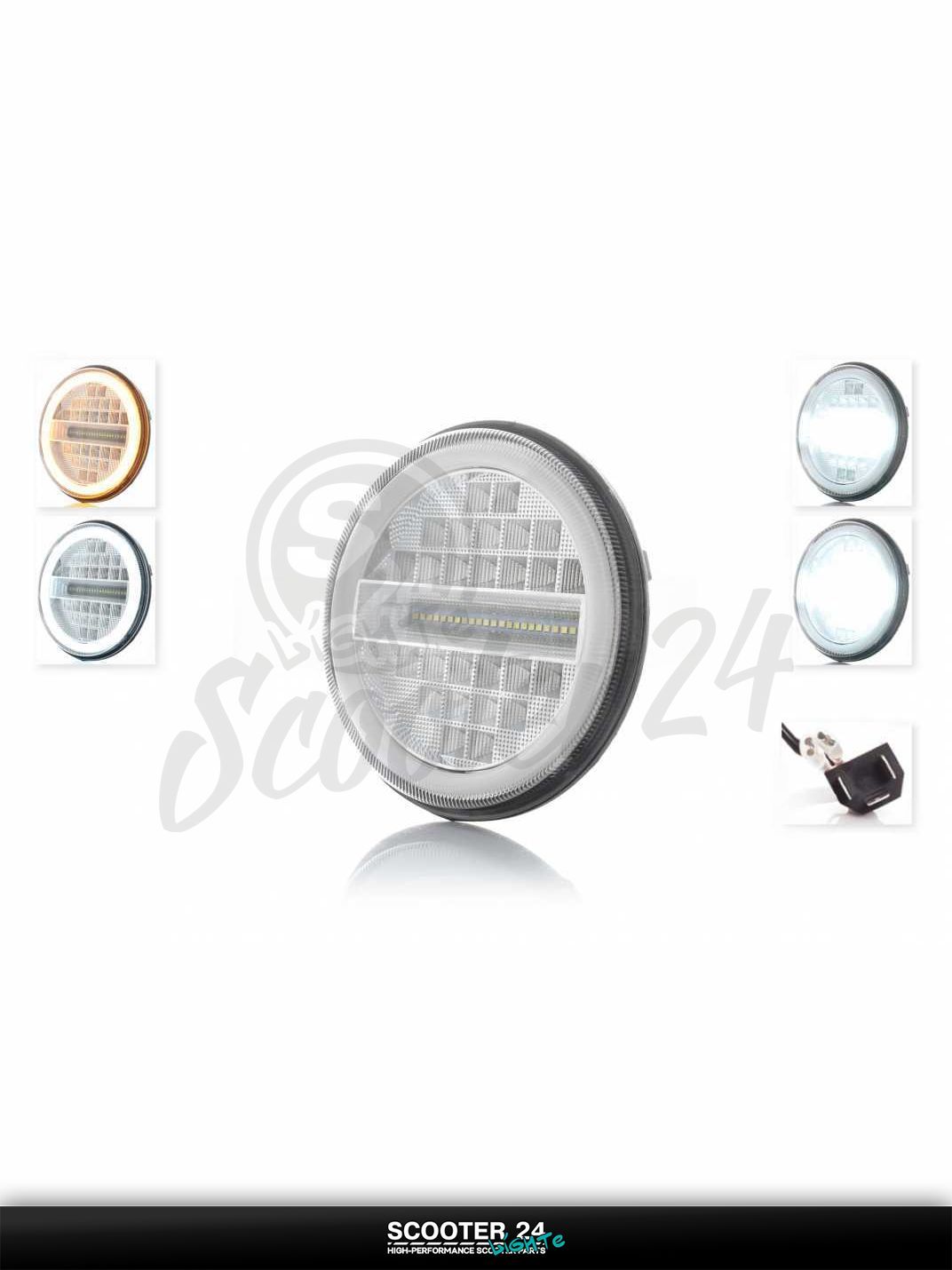 Фара мото диодная круглая D177 H1 2 габарита (белый/желтый) C80-3S1 универсальная на мотоцикл / питбайк и скутер квадроцикл АШ1