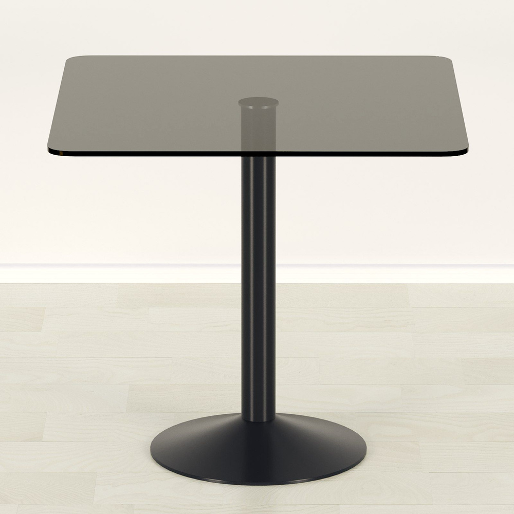 Стеклянный стол Троя-10 серый/черный (900х600) #1