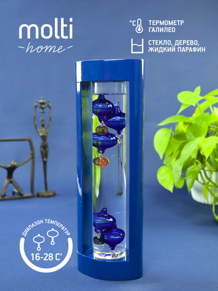 Термометр комнатный Галилео в деревянном корпусе, синий купить по ...