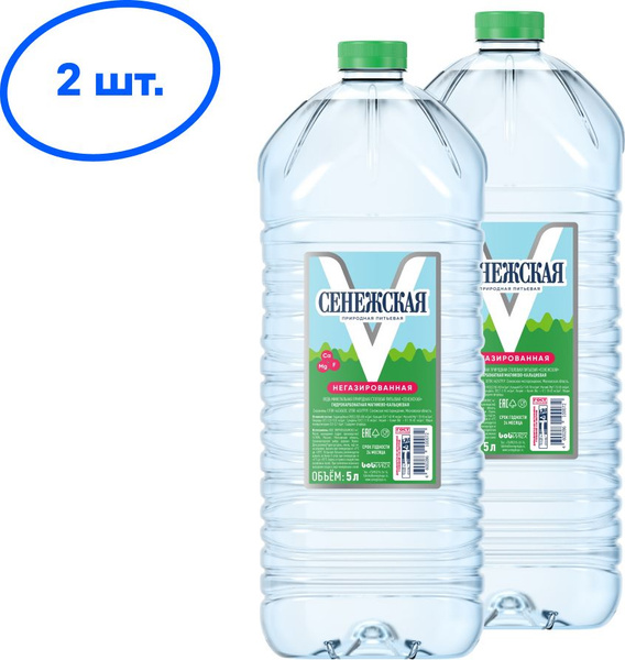 Вода негазированная Сенежская минеральная природная, 2 шт х 5 л ...