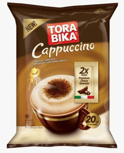 Torabika Кофе растворимый Cappuccino с шоколадной крошкой, 20 пакетиков ...