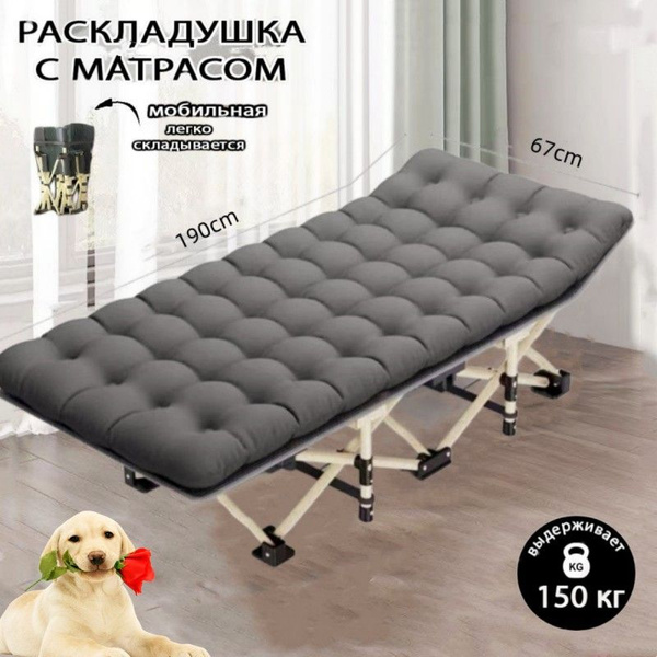 раскладушка с матрасом (толщиной 6 см) взрослая , трансформер кровать ...