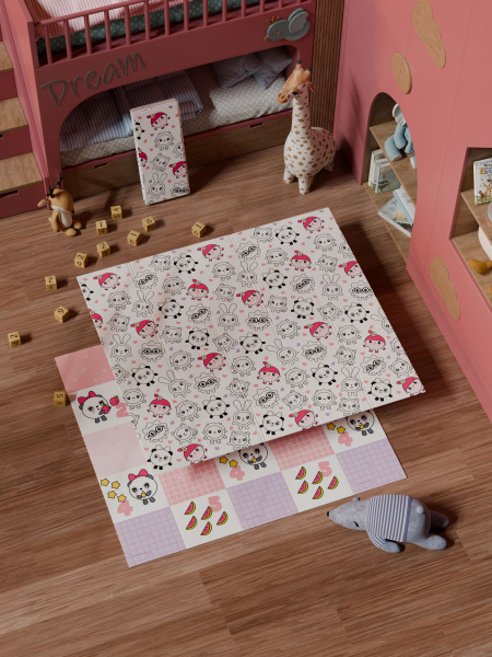 Коврик детский для ползания 180x200, складной развивающий игровой на ...