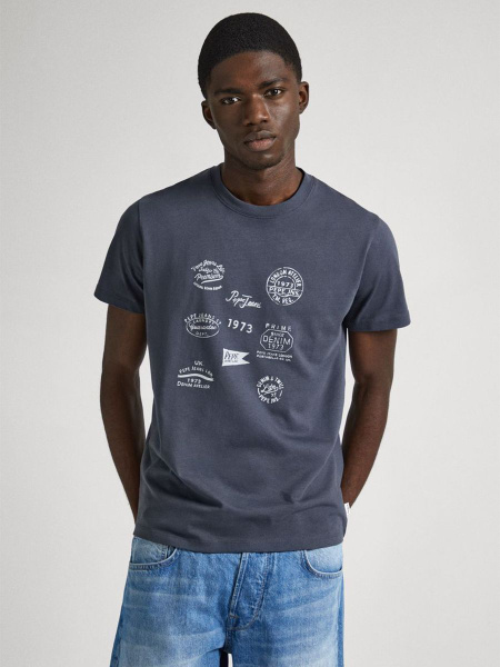 Футболка Pepe Jeans, размер 52, 54, цвет черно-серый, 99% хлопок, 1% ...