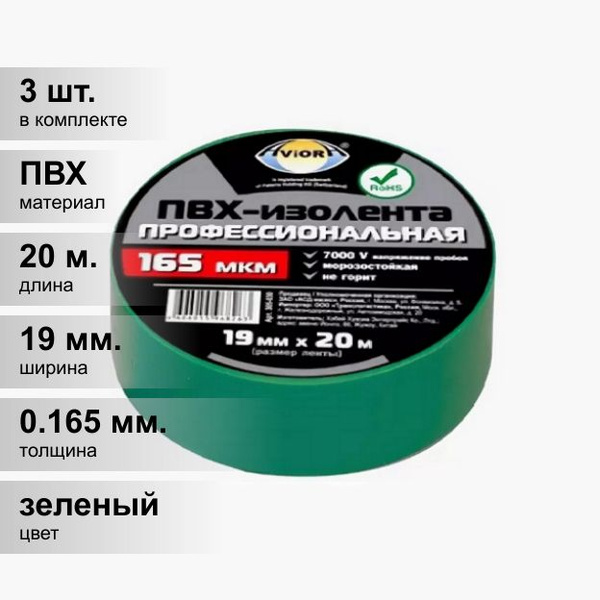 Изолента AVIORA 19 мм 20 м, 3 шт. - купить по низкой цене в интернет ...