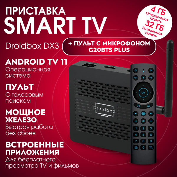 Медиаплеер Droidbox Tox 3, RJ-45 Ethernet, AV, HDMI, USB, черный ...