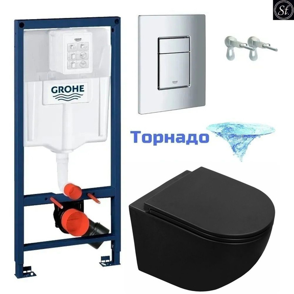 Комплект унитаза c инсталляцией GROHE, направление выпуска ...