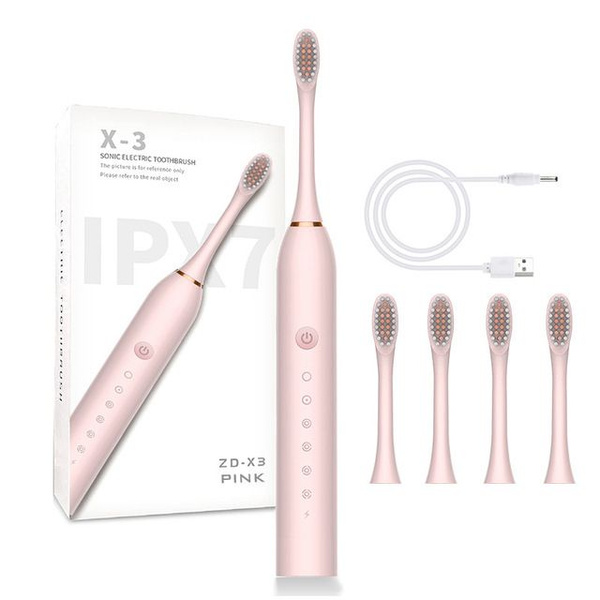 Электрическая зубная щетка Sonic Electric Toothbrush X-3 (4 насадки ...