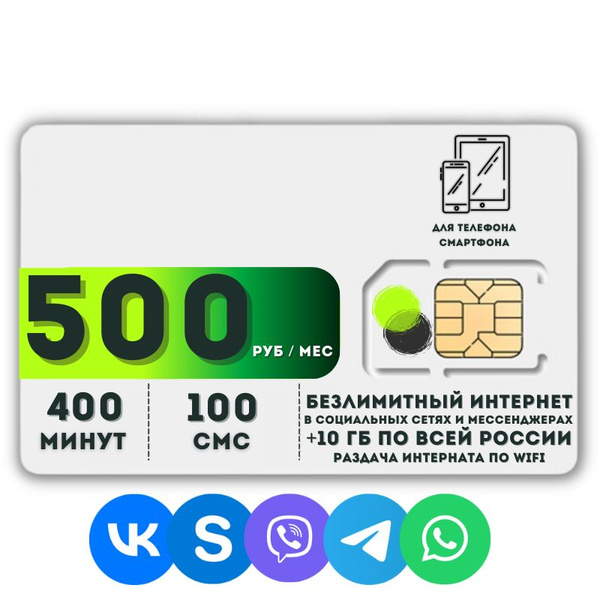 SIM-карта Комплект Сим карта Безлимитный интернет в социальных сетях и ...