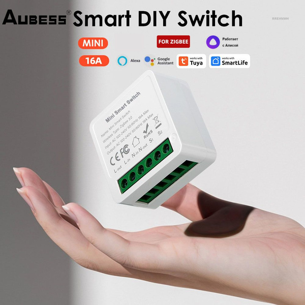 Контроллер Zigbee реле 16А управляется Алисой через шлюз Tuya, модуль ...