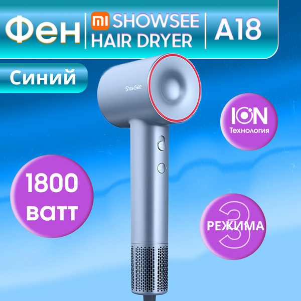 Фен для волос Xiaomi Hair Dryer A18 синий, синий - купить по выгодным ...