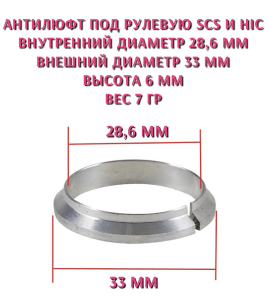 Характеристики Кольцо Антилюфт под рулевую SCS и HIC для трюкового ...