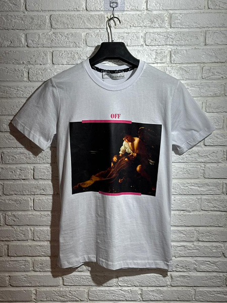 Футболка Off-White, размер 46, цвет белый, хлопок 95%, лайкра 5% ...