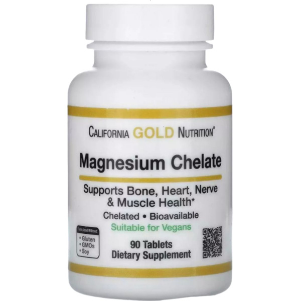 Магний хелат California Gold Nutrition, Magnesium Chelate 90 капсул для ...