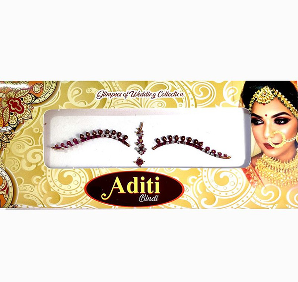 Бинди ADITI BINDI Wedding Collection, со стразами на лоб, КРАСНАЯ СО ...