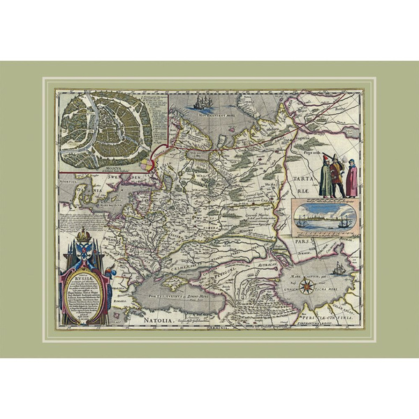 Характеристики Географическая карта России старинная, 1614 г. подробное ...