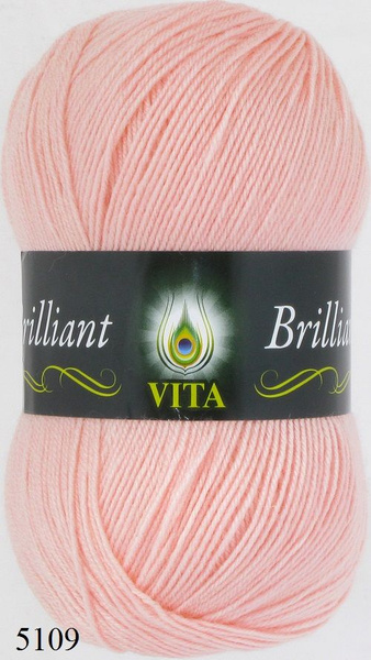 Пряжа Vita Brilliant 5109 Вита Бриллиант, 100 г, 380 м, 45% шерсть ...