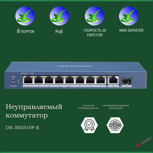 Коммутатор Hikvision Hikvision-14 - купить по выгодной цене в интернет ...