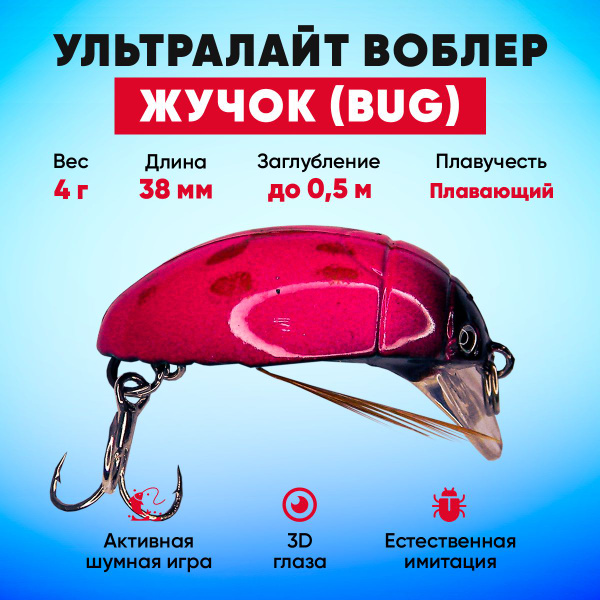 Характеристики Воблер жучок плавающий (4 г), имитация насекомого (на ...