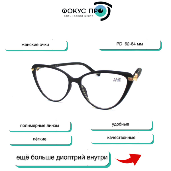 Готовые очки для зрения, для чтения, для дали с диоптриями +1.0 женские ...