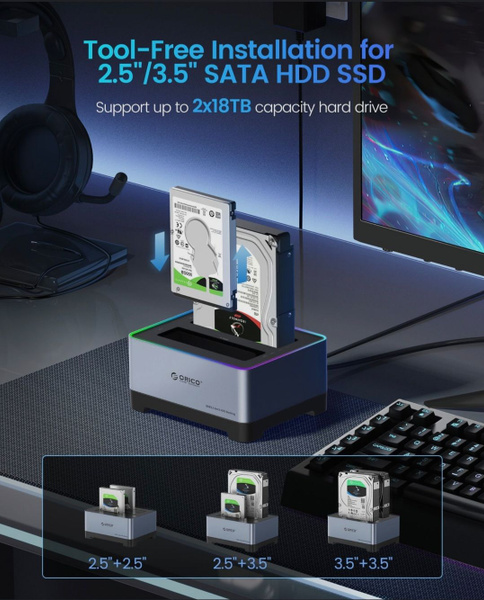 Док-станция для жестких дисков ORICO 5828C3-C Off-line Clone, USB-C 6 ...