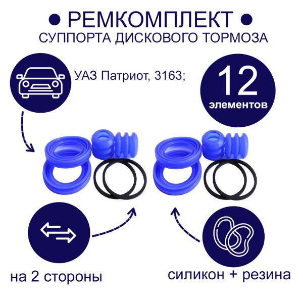 Ремкомплект суппорта дискового тормоза УАЗ Патриот (СИЛИКОН) (комплект ...