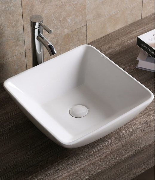Раковина Ceruttispa CR7034D накладная, белая, квадратная 420х420х130x42 ...