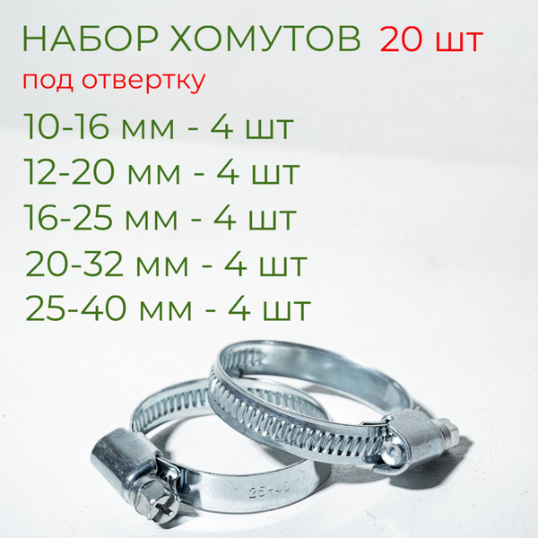 Хомут Continent 40 мм10 - 40, 20 шт., Оцинкованная сталь - купить по ...