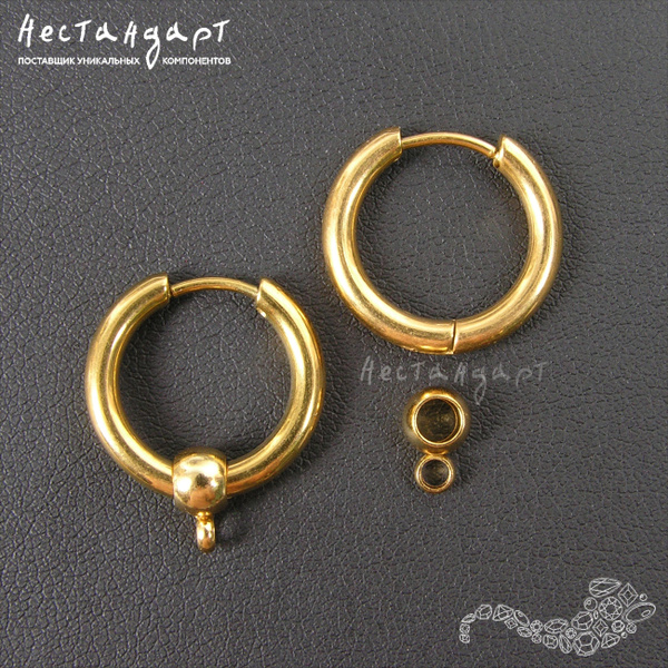 Швензы конго с бейлами 17 мм (2 пары) Gold Stainless Steel Ring ...