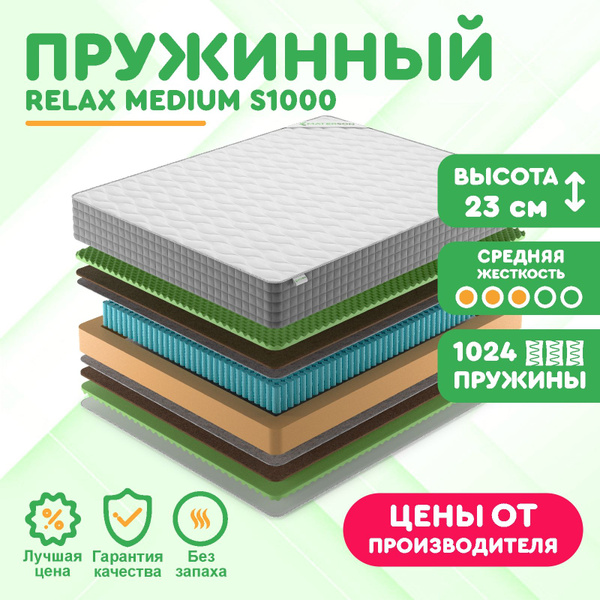Матрас MATERSON Relax Medium S1000_180, Независимые пружины, 140 ...