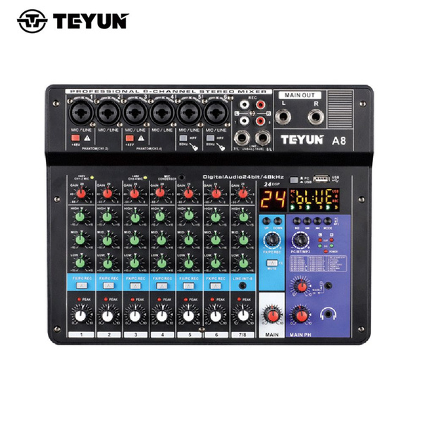 Микшер Звуковой микшерный пульт USB Звуковая карта DJ Audio с питанием ...