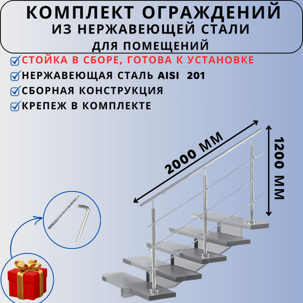 Комплект готового ограждения Ависта из нержавеющей стали 201 высота ...