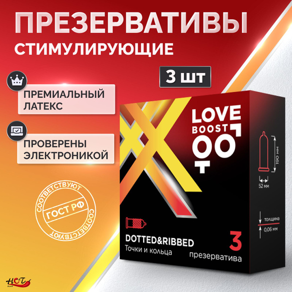 Презервативы стимулирующие LoveBoost DOTTED&RIBBED, с точками и ...