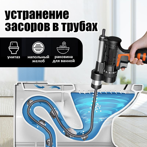 Электрический прочиститель канализации, провод 4,5 м, 12 В, для ...