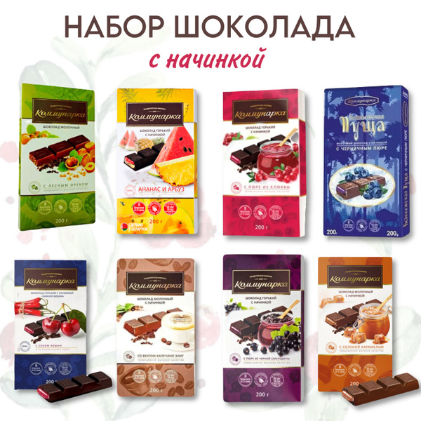 Характеристики Шоколад Коммунарка с начинкой, ассорти, 8 видов (8 штук ...