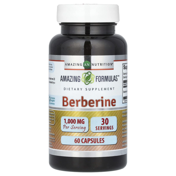 Берберин, 1000 мг, 60 капсул (500 мг в 1 капсуле), Amazing Nutrition ...