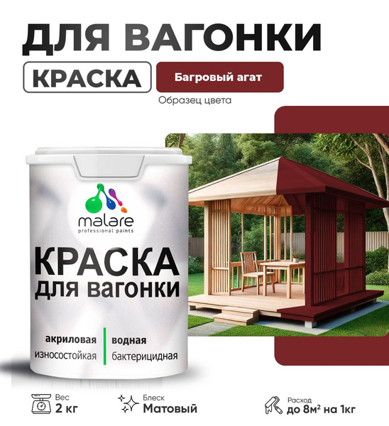 Характеристики Акриловая краска для вагонки Malare для дерева, для ...