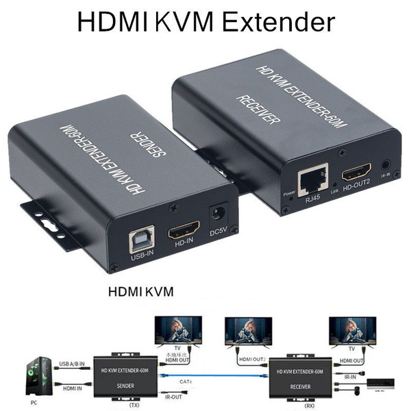 Удлинитель-extender HDMI KVM USB на 150 метров по витой паре Cat5/6 ...