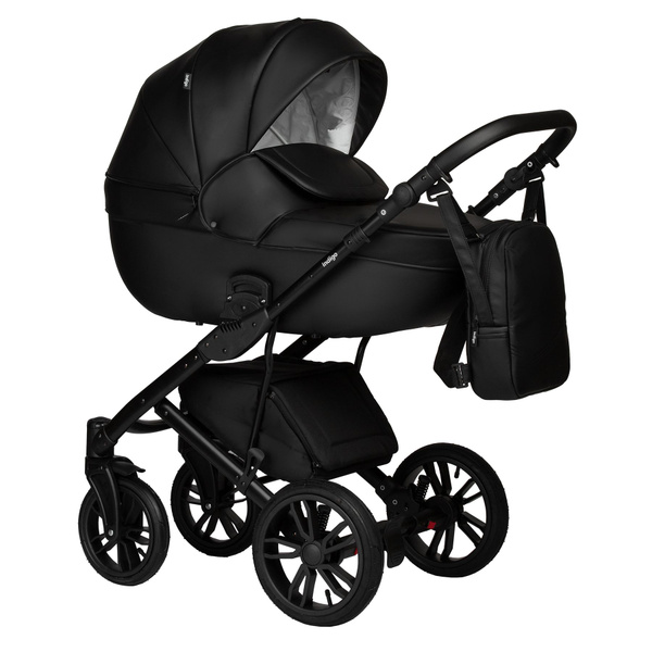 Коляска 2-в-1 Indigo MIO Eco 01 чёрная экокожа - купить с доставкой по ...