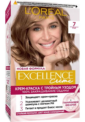 L'Oreal Paris Крем-краска для волос Excellence Creme, 7 Русый, стойкая ...