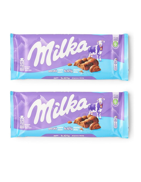 Шоколад молочный Milka с начинкой из пористого молочного шоколада 2 уп ...