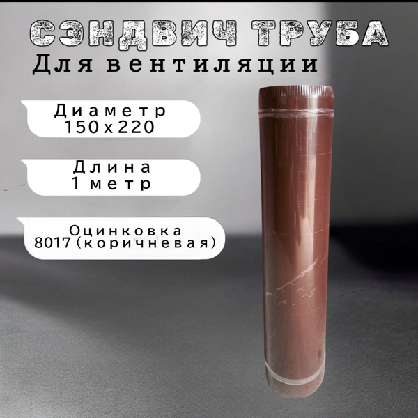 Сэндвич-труба для вентиляции 1,0м, 150х220, оцинкованная сталь купить ...