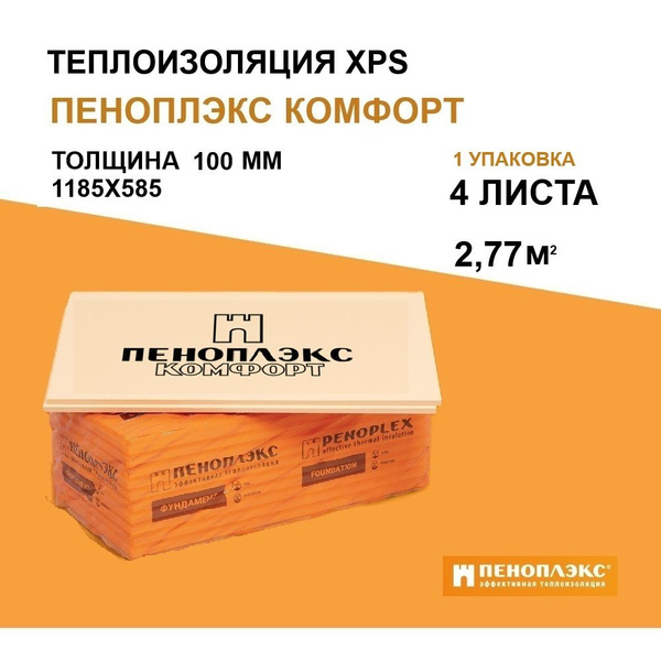 Пеноплекс Комфорт 100 мм (4 плиты) утеплитель, экструзионный ...
