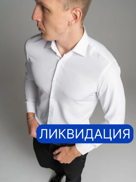 Рубашка Мужской GoldStyle белый Длинный Хлопок, Полиэстер Воротник ...