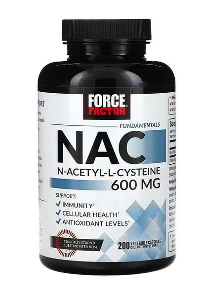 Force Factor, Fundamentals, NAC, N-ацетил-L цистеин, 600 мг, 200 ...